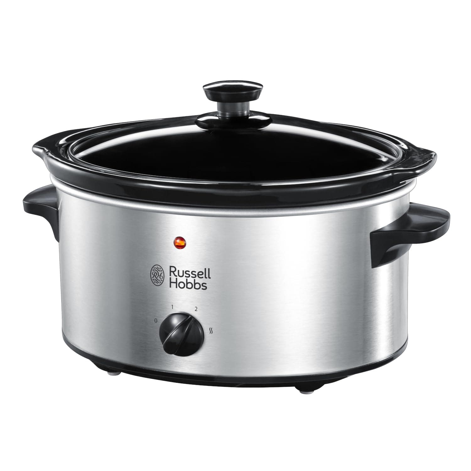 3.5L Stainless Steel Electric Slow Cooker - Cooks upto 4 portions, 3 heat settings, high/low/keep warm, Removable ceramic pot for easy cleaning, Glass lid, Energy saving, 160W, 23200