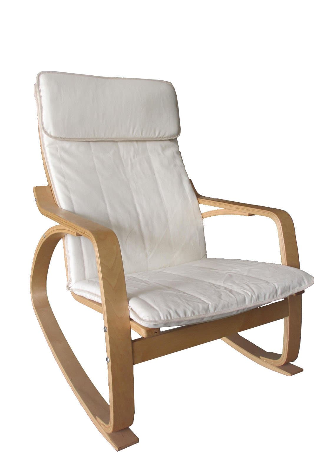 Happilar Rocking Chair Bentwood with Cushion, Natural Frame and Natural Cover