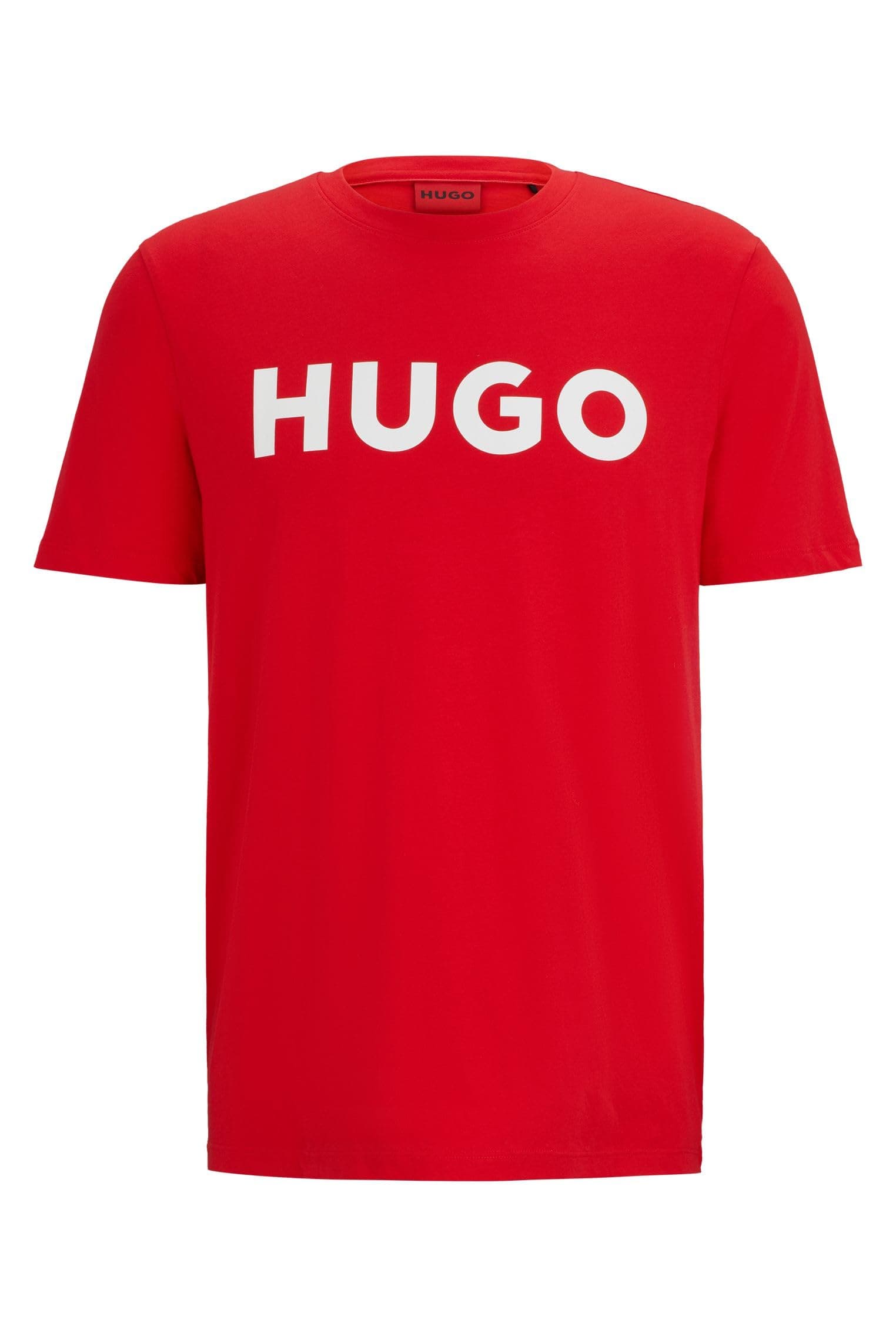 HUGO Mens Dulivio Contrast-Logo T-Shirt in Cotton Jersey