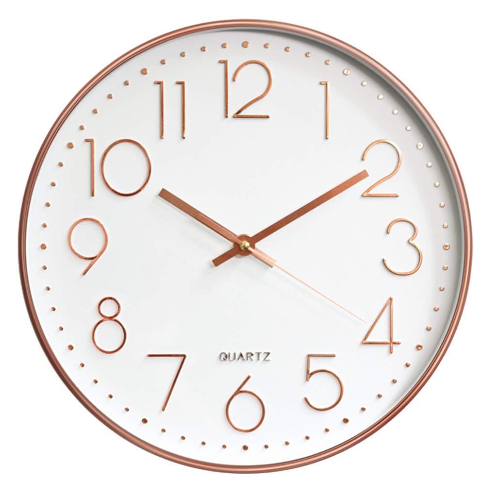 Egurs 10 Inch Silent Wall Clock Quartz Decorative Battery Wall Clock for Living Room Home Office School Rose gold