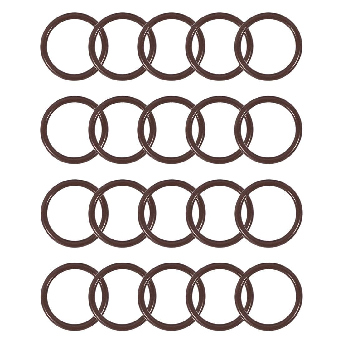 uxcell Fluorine Rubber O-Rings 24mm OD 19mm ID 2.5mm Width, Metric FKM Sealing Gasket, Pack of 20