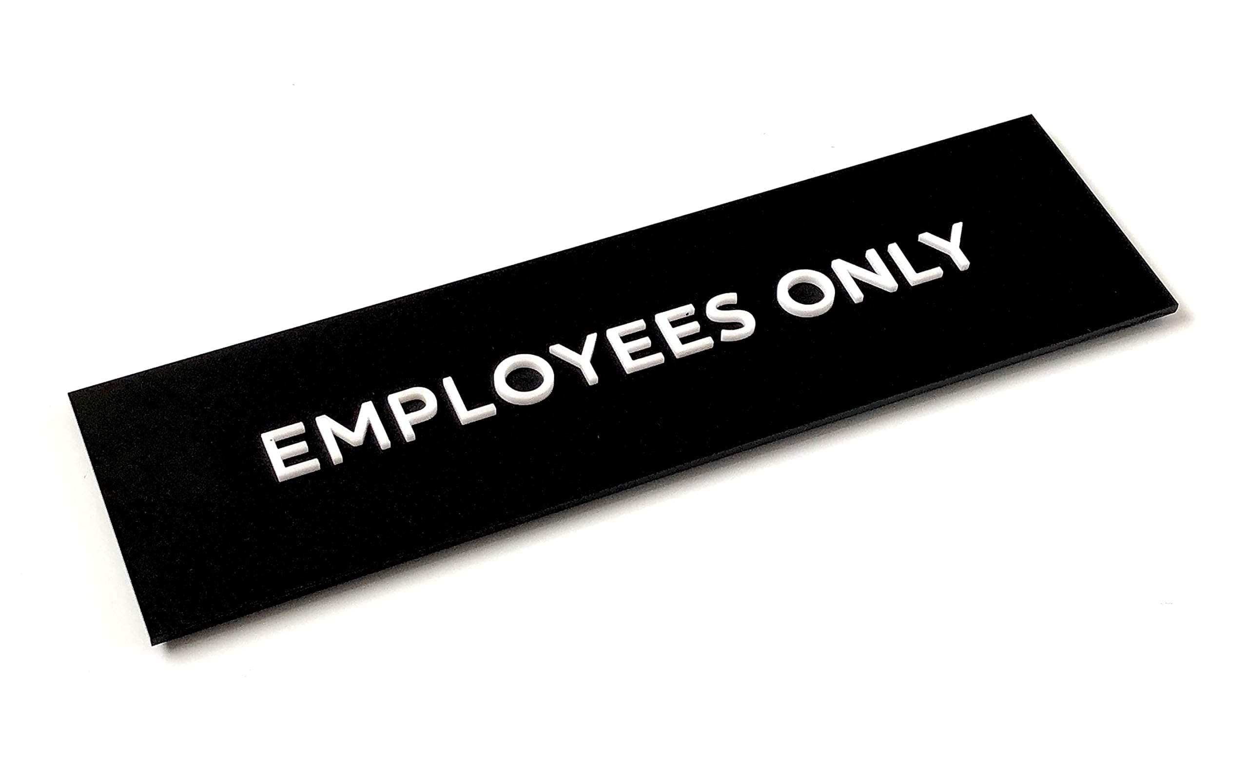Kubik Letters Employees Only Sign for Door – Private Staff Only Sign, Restricted Area Employee Only Signs for Doors with Acrylic Raised Letters, Office Signage, Modern Look for Business, Store, or Facility