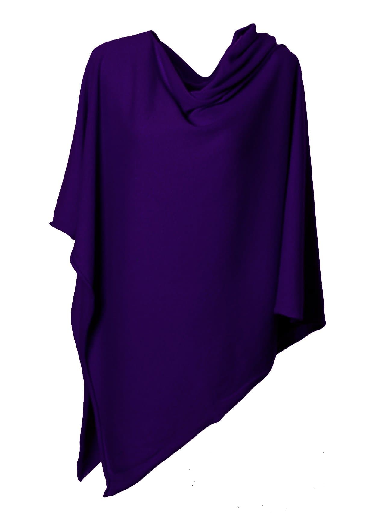 Anna Kristine Asymmetrical 100% Cashmere Draped Poncho Topper - Royal Violet