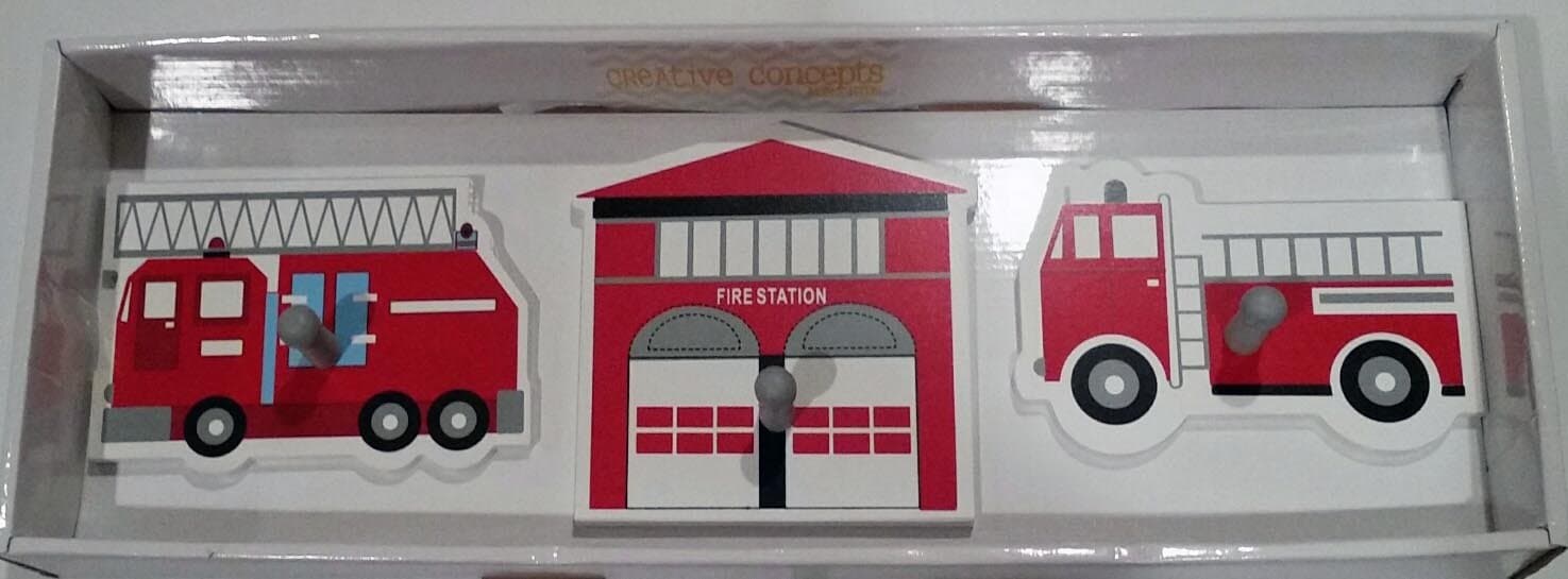 Firetruck & Station Wall Hooks/Pegs By Creative Concepts for Kids