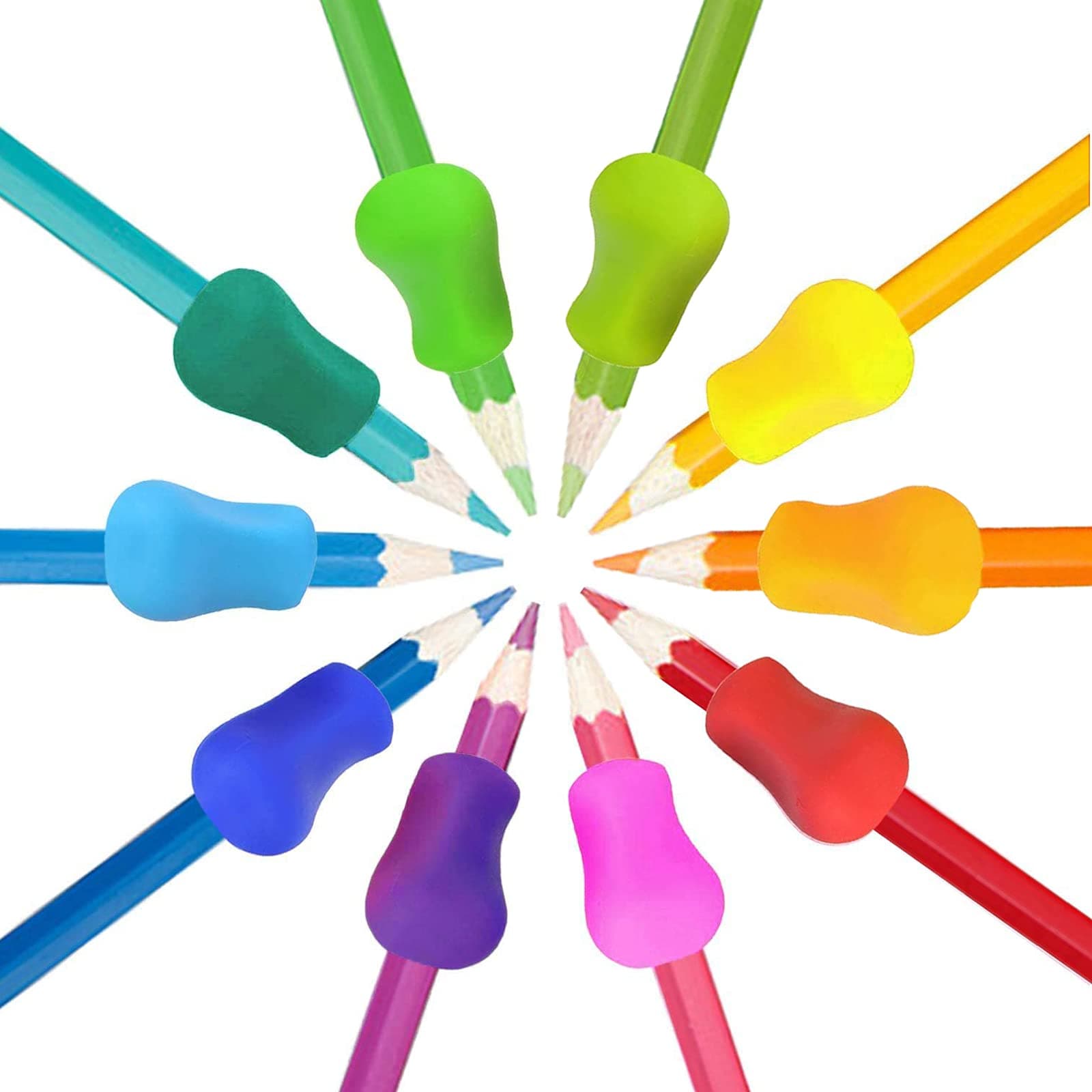 Wendergo 10 Pack Pencil Grips for Children, Finger Grips Holder Ergonomic Writing Aid Grip Posture Correction for Kids Autism Adults Special Needs Righties or Lefties