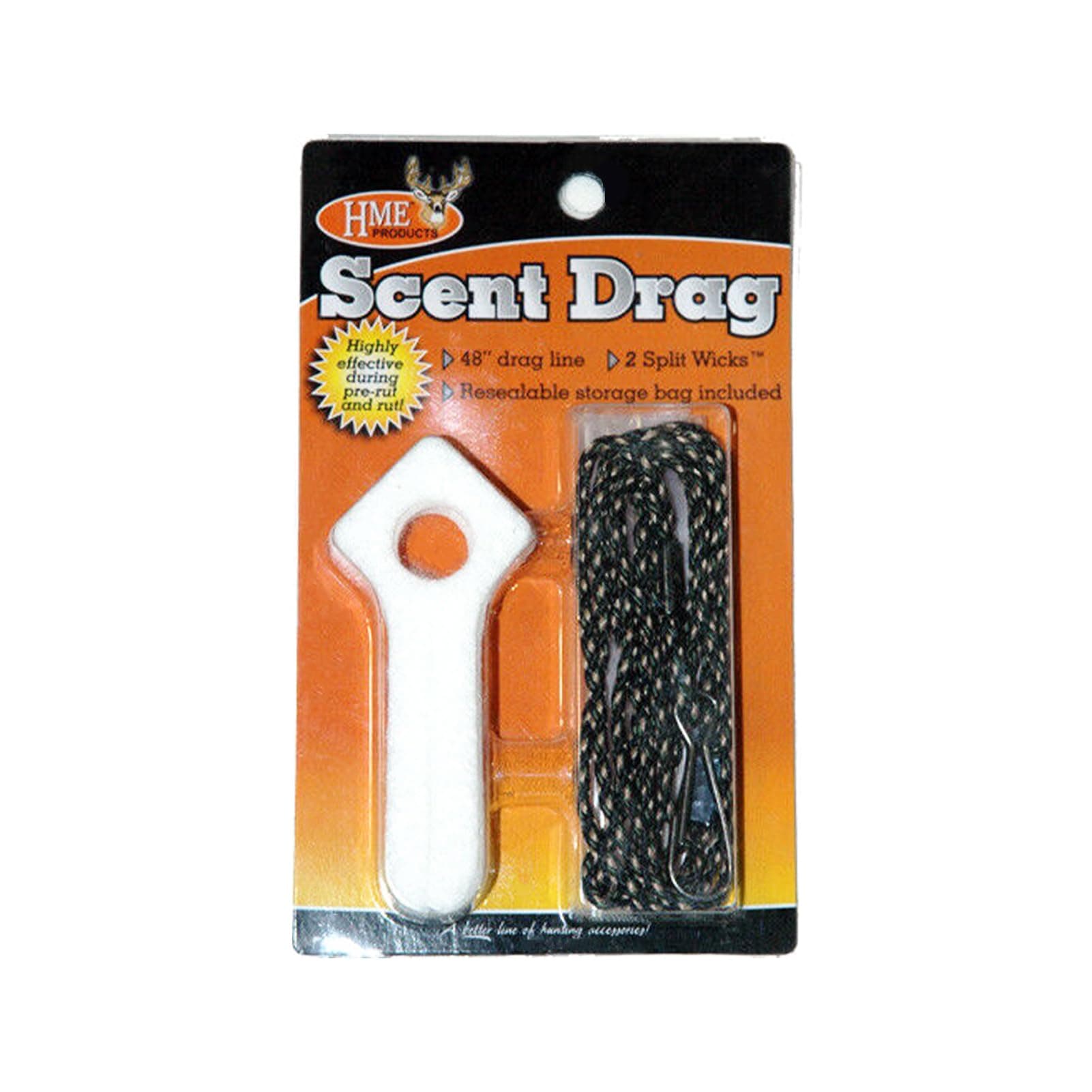 Economy Scent Drag Highly-Effective Easy-to-Use Combo of 2 Split Wicks, 48" Drag Cord with Clip & Resealable Storage Bag