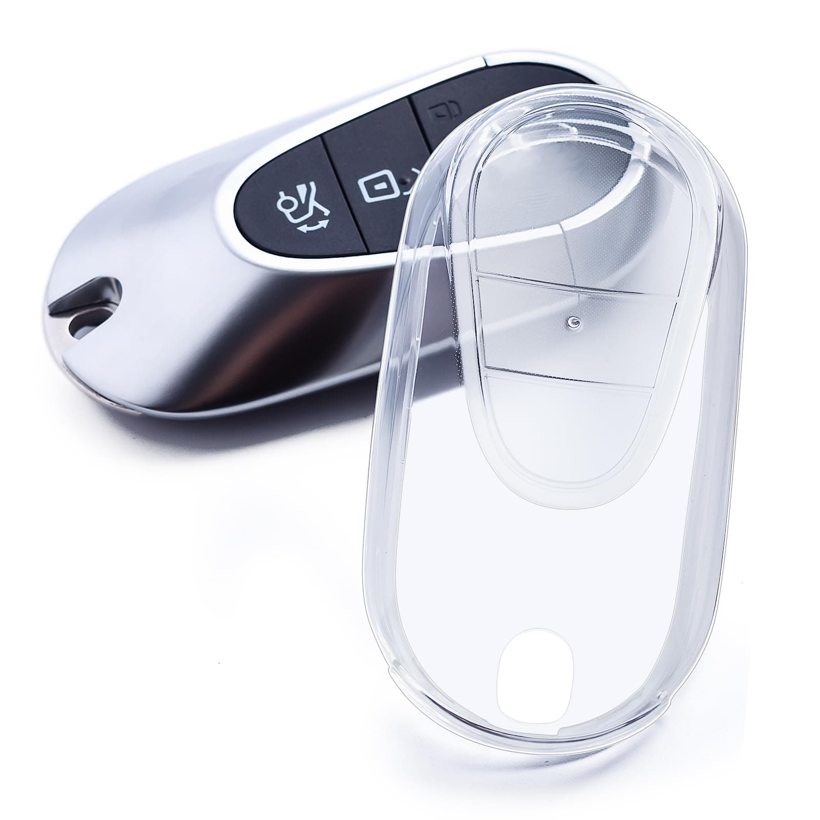 Car Key Fob Cover Case Holder Compatible with Mercedes-Benz C300 C43 E350 E450 S580 CLE GLC 300 EQE 350 500 EQS 450 580 AMG W206 W214 X254 W223 Clear Transparent