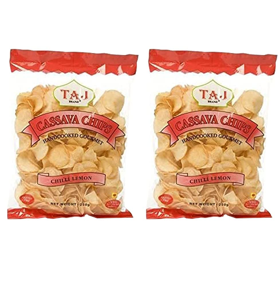 Taj Cassava Chips Chilli Lemon 200g (Pack of 2) – Crunchy and Crispy – Perfect Tea Time Snack – Chilli and Lemon Flavour