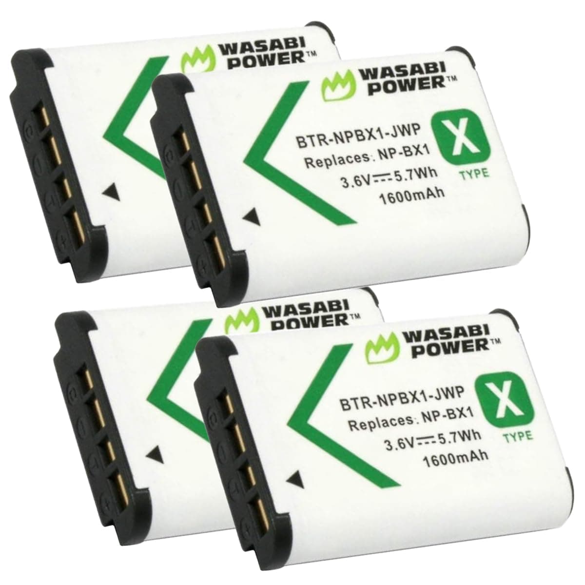 Wasabi Power NP-BX1 Battery (4-Pack) for Sony NP-BX1/M8, ZV-1, ZV-1 II, Cyber-Shot DSC-HX95, HX99, HX350, RX1, RX1R II, RX100 (II/III/IV/V/VA/VI/VII), FDR-X3000, AS300, and More