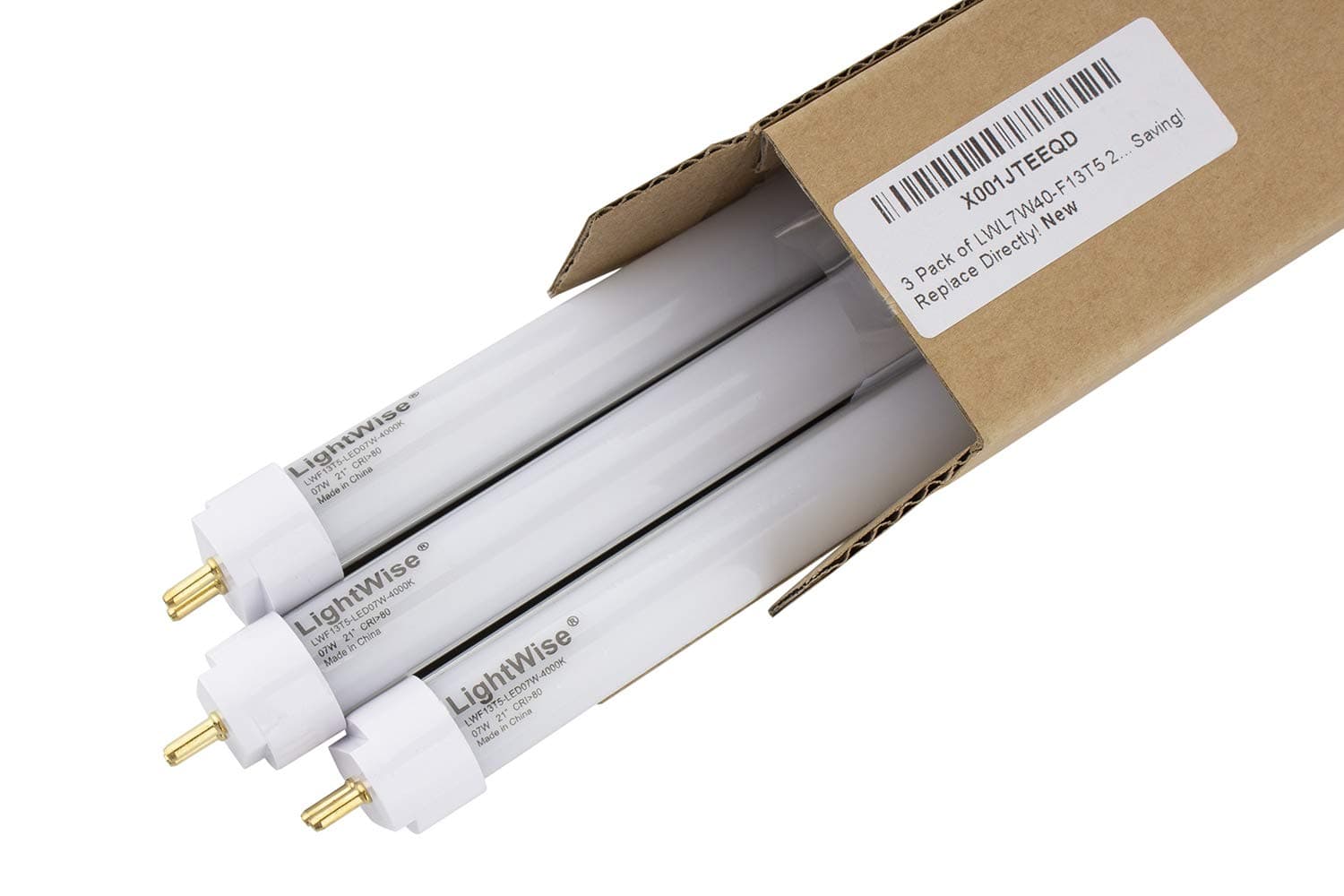 LWL7W40-F13T5 21" Direct Replacement Led Tube, 7-Watt, White, 4000K, Retrofit 13W T5 Fluorescent Tube of your Uncder-Cabinet Lights 50% Energy Saving, Replace Directly Set of 3