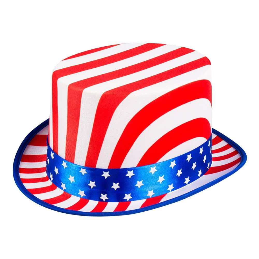 Boland USA Top Hat – Adult Stars & Stripes Fancy Dress Accessory for Patriotic Parties, Independence Day & American-Themed Events