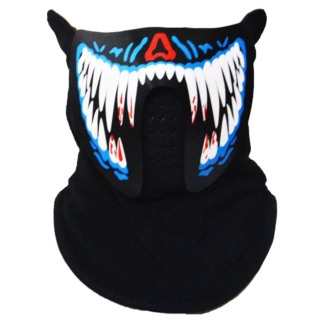 SR VISION Halloween Mask Music LED Light Up Rave Mask Sound Actived Flashing Luminous Cool Party Mask, Blue and White, One Size