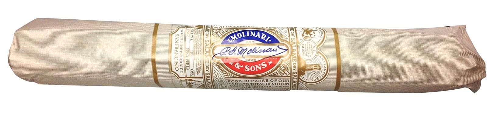 San Francisco Italian Dry Salami 3lb Stick Molded Paper Wrapped by Molinari & Sons