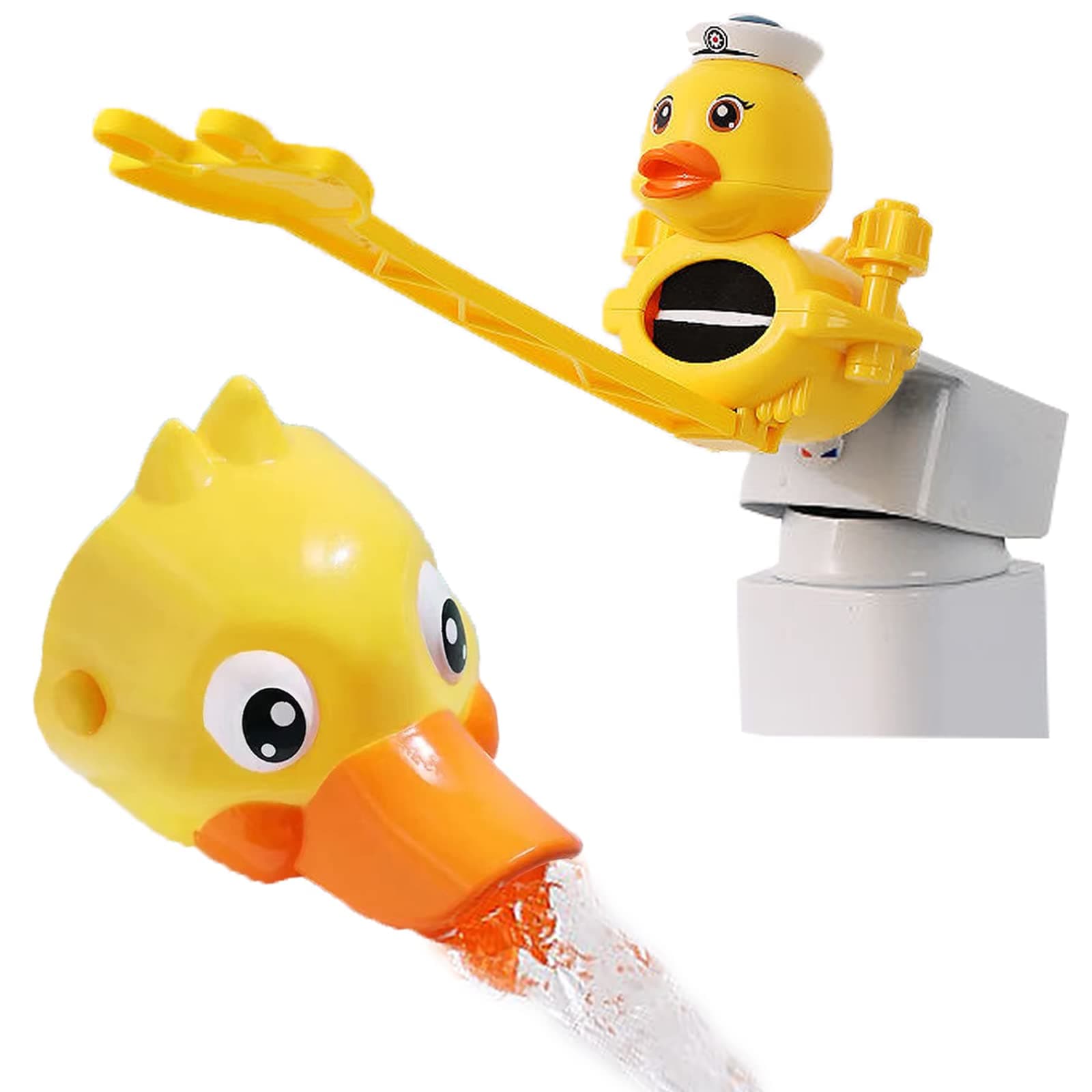 Faucet Extender for Kids, 2-Piece Set Cute Little Yellow Duck Design Safety Faucet Extender for Children Toddler, Baby Kids Hand Wash and wash hair Helper Bathroom Sink