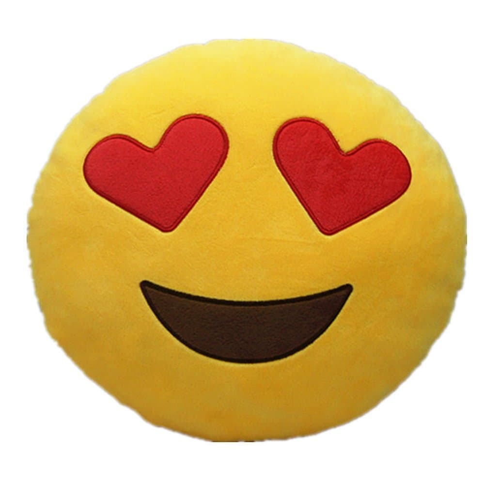 Heart Eyes Emoji Plush Pillow - 32 cm