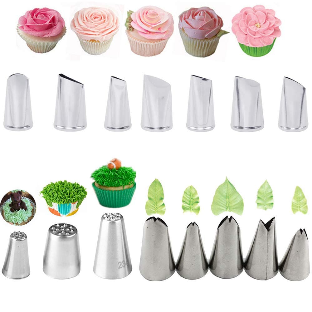 Symphony Wire Fonda Tips, 5 Pcs Set Leaves Stainless Steel Icing Piping Nozzles for Pastry Fondant Tools (Leaf), greed