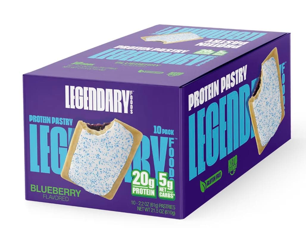 Legendary Foods New Cake Style Tasty Pastry | Low Carb, High Protein, Keto Friendly, No Sugar Added, Protein Snacks, On-The-Go Breakfast, Keto Food, Keto Snacks - Caddie-Retail 10pk Blueberry Pastry