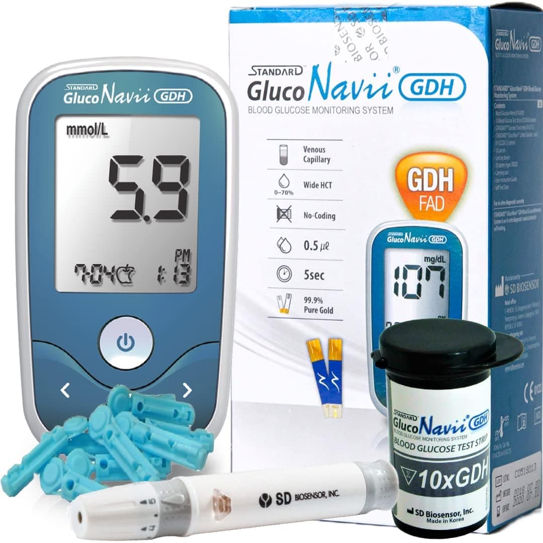 GlucoNavii Blood Glucose Monitoring System – Meter, Test Strips & Control Solution Options (GlucoNavii mmol/L)
