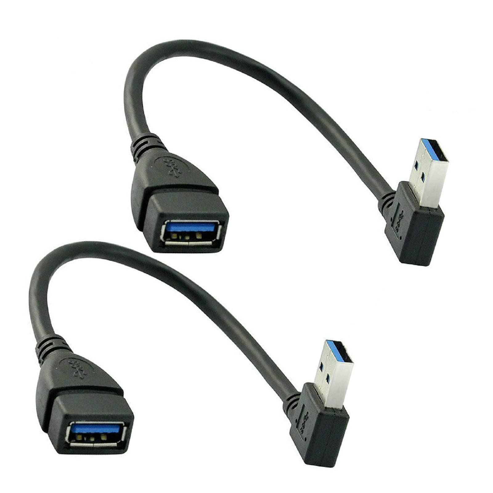 SuperSpeed USB 3.0 Male to Female Extension Data Cable Left Angle 2PCS (20CM,8IN)(Notice:pls Check The Left Angle in Picture)