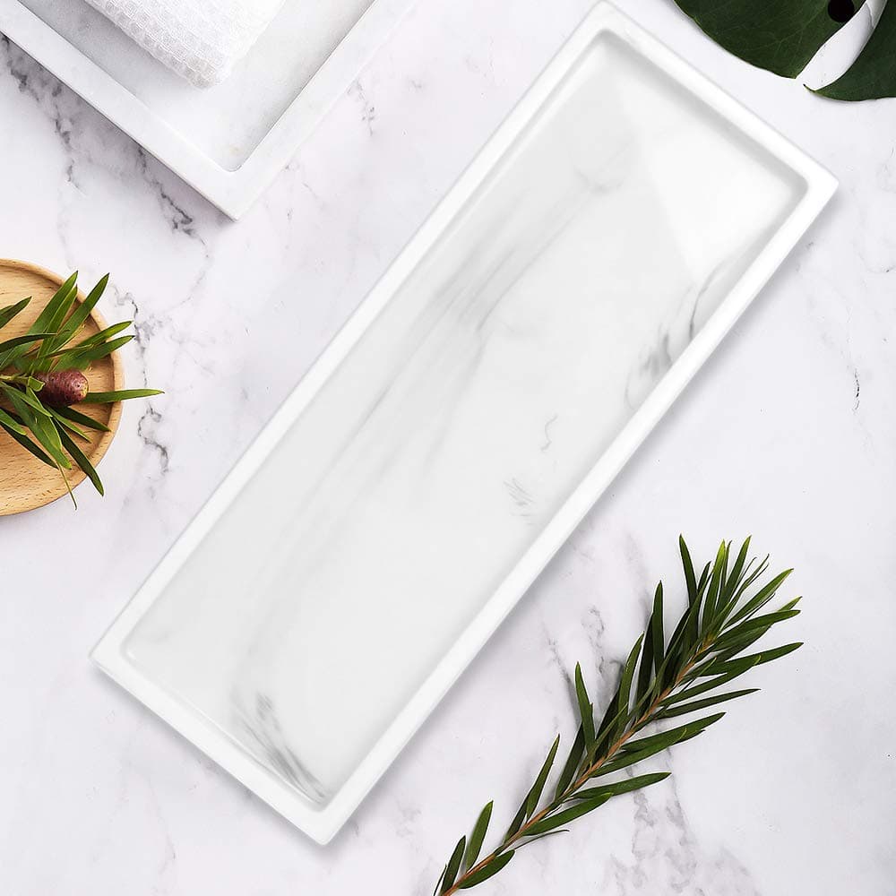 Eyewin White Resin Wash Basin Tray, Kitchen and Bathroom Resin Decorative Tray, Countertop Tissue Toilet Storage Tray, Rack Service Tray for Razor, Scented Candle Towel Plant Perfume Tray