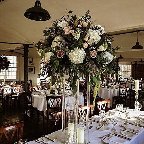Everbon Set of 10 2018 New Style Clear Flower Vase Luxury Flower Stand Acrylic Flower Column Event Aisle Decor Pillar Wedding Decoration Table Centerpiece Party Anniversary Decorations (25.6'' Tall)