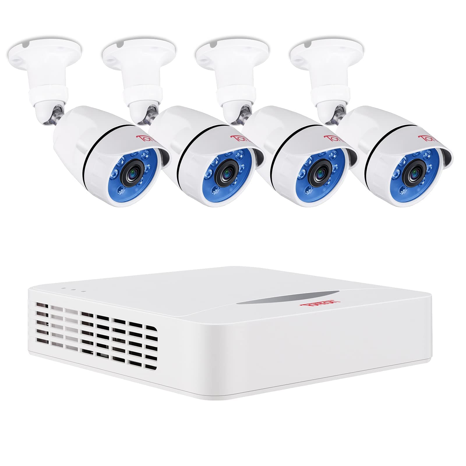 Tonton 8CH Full HD 1080N Expandable Security Camera System, 5-in-1 Surveillance DVR and (4) 1.0MP Waterproof Outdoor Indoor Bullet Camera, Free APP Remote Viewing and Email Alert(NO HDD Included)