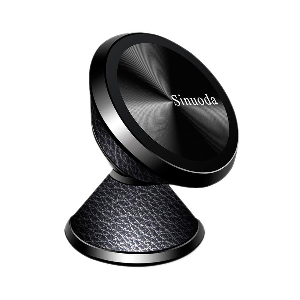 Sinuoda Magnetic Phone Car Mount Holder, Universal 360 Rotation Magnetic Car Phone Holder Stand, Metal Mobile Phone Holder for Car Dashboard Mount Leather Black
