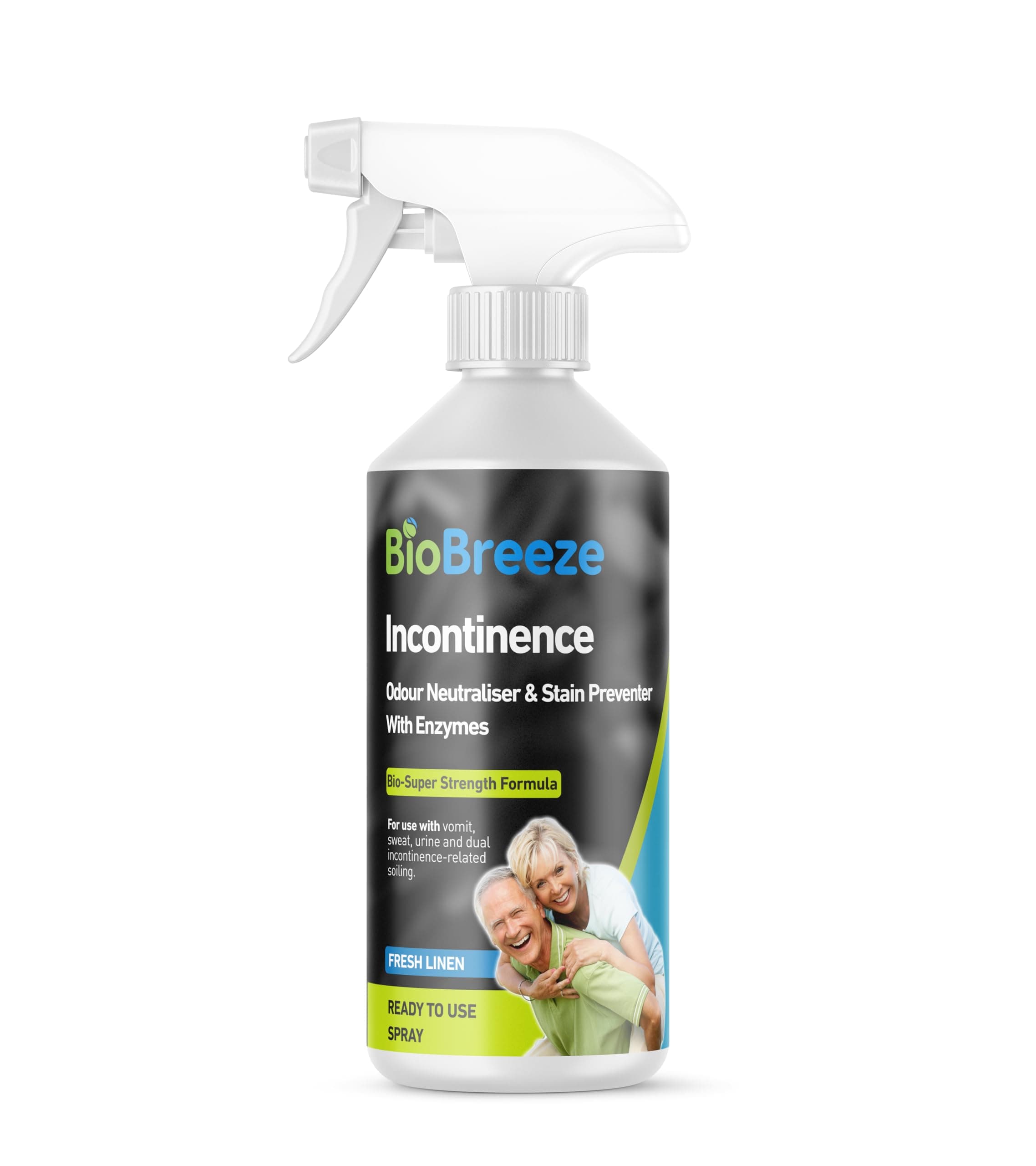 Incontinence Odour and Stain Preventer with Enzymes - Carpet Cleaner, Mattress & Upholstery Cleaner, Linen Fresh Super Strength 500ml Spray Freshener