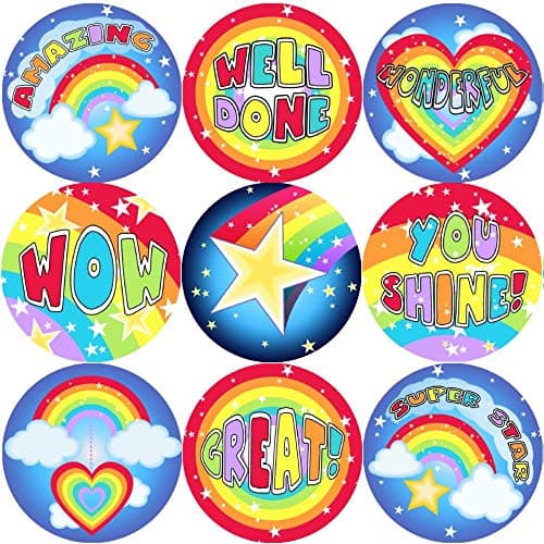 144 Rainbows and Stars 30 mm Reward Stickers for School Teachers, Parents