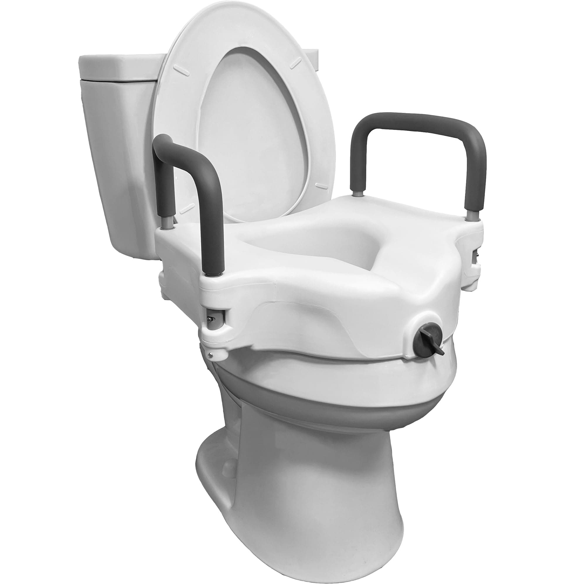 ProBasicsE-Z Lock Raised Toilet Seat with Handles, 4.5" Toilet Seat Riser with Arms, Fits Most Elongated and Round Toilets, Handicap Toilet Seat with Handles, Handicap Toilet Seat