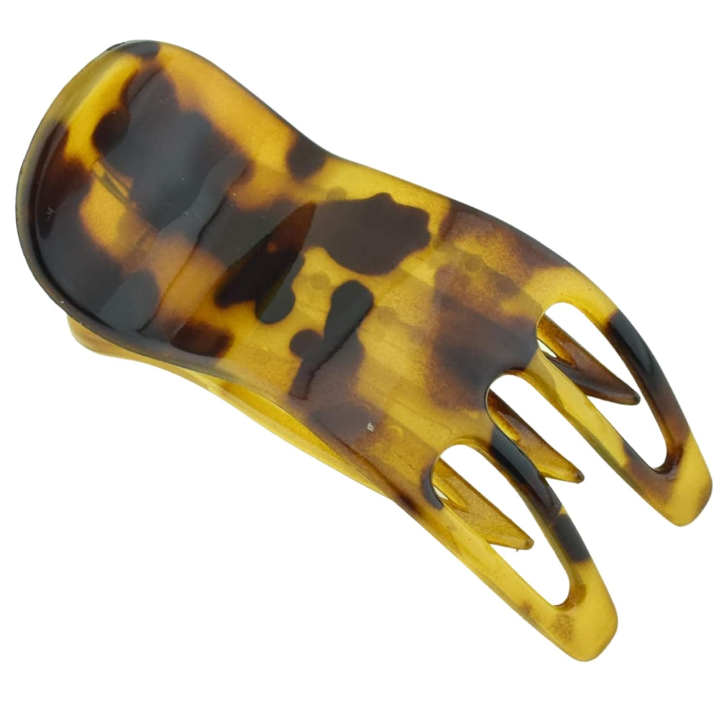 French Simply Bear Paw Medium 3” Celluloid Acetate Side Slide In Jaw Yoga Fine Hair Claw Clip for Women and Girls (Light Tortoise Shell)