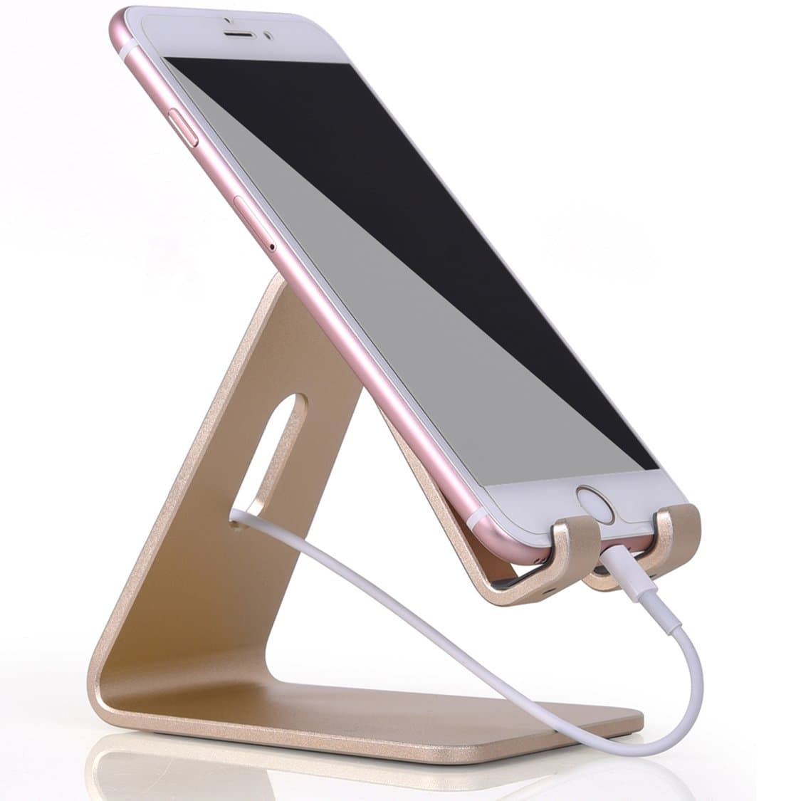 K1 Desktop Phone and Tablet Stand, Cradle, Dock for All Cell Phone, iPhone, Android Tablets, iPad - Gold