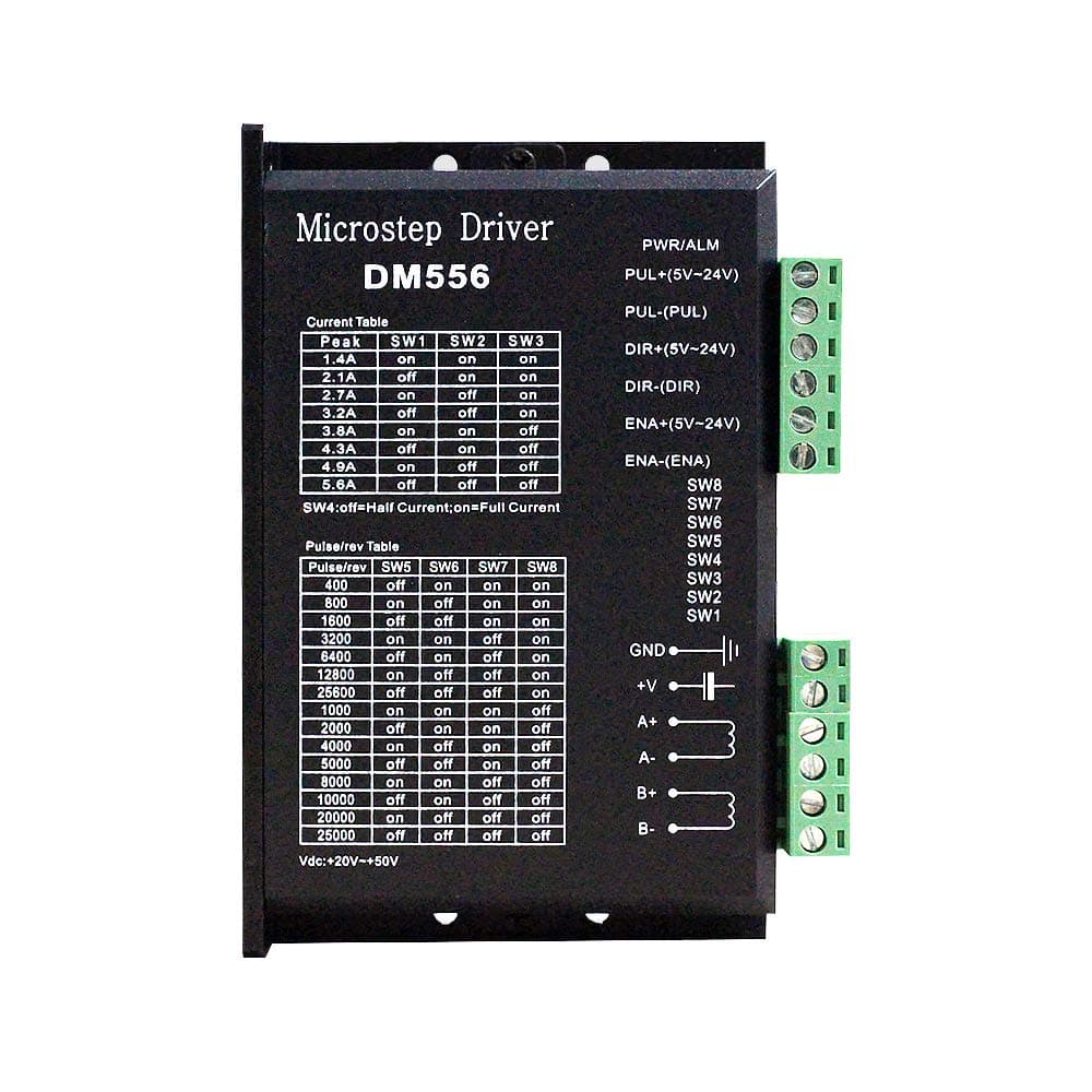 CNC Digital Stepper Driver DM556 Stepper Motor Controller 2-Phase Stepper Motor Driver 20-50V DC Max 5.6A 128 Subdivision for Nema 23, 24 and Nema 34 Stepper Motor