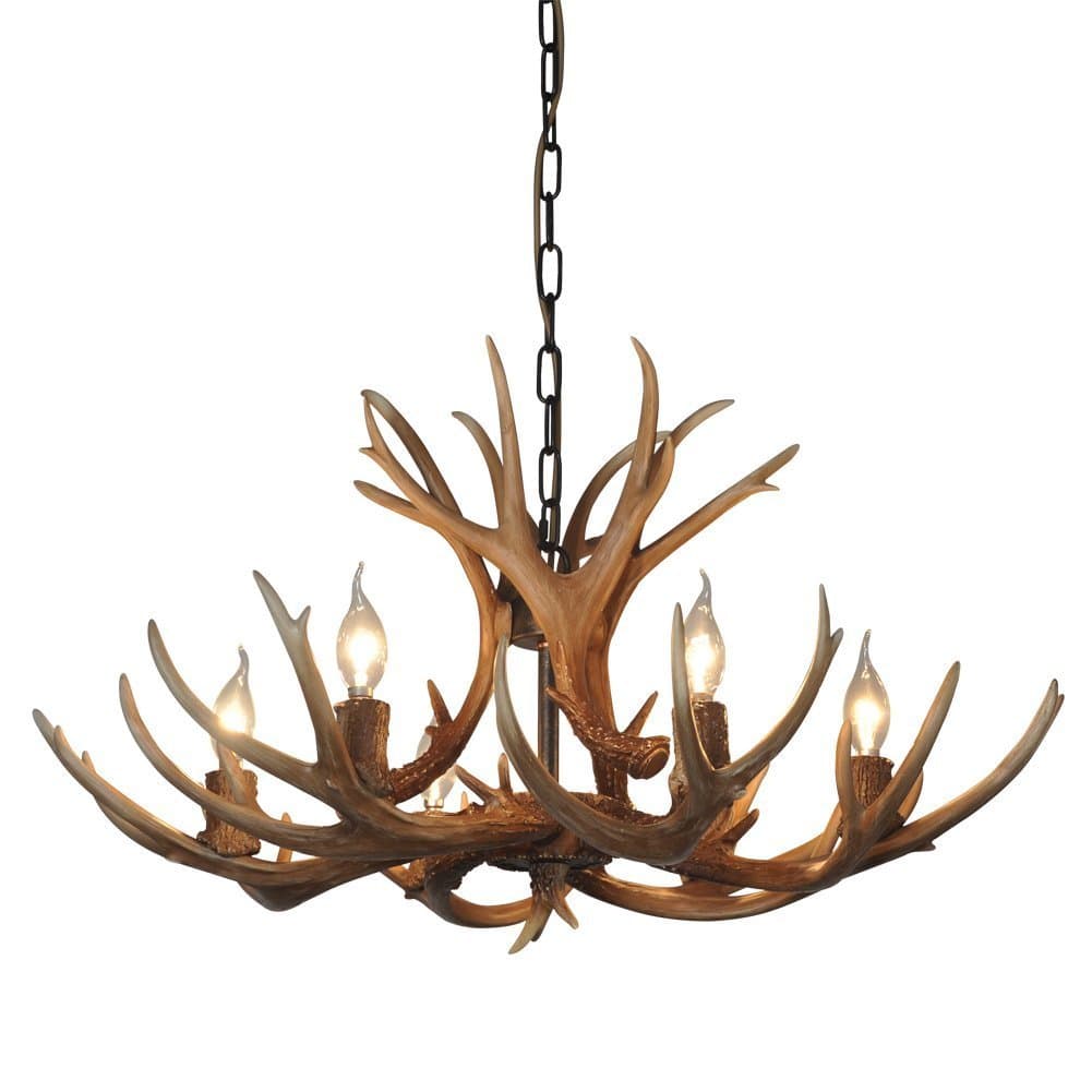 QiRui Creative Retro Style Antlers Chandeliers with 6 Lightholders for Bedroon,Living room, Dining Room,Bar, Hotel etc. (Energy-saving A++)8688-6 [Energy Class A++]