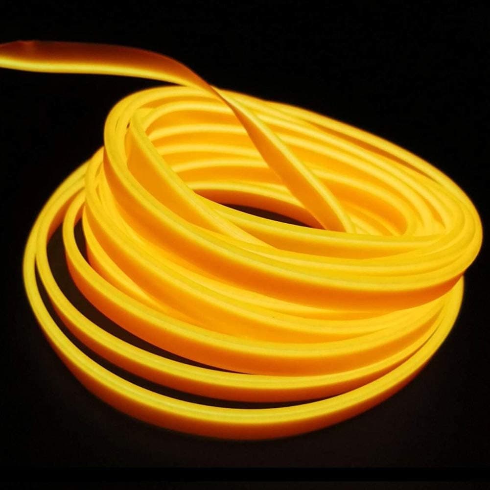 Kmruazre Neon EL Wire Glowing Electroluminescent Wire for Car Interior Decoration Valentine Christmas Festival Party Light Decoration(5m/16ft,USB, Yellow)