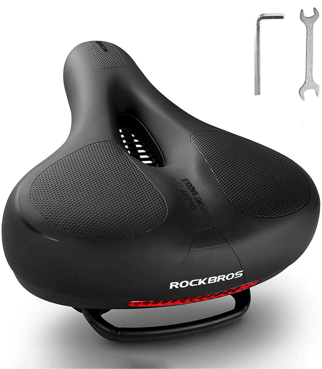 Bike Seat Cushion for Men Women with Dual Shock Absorbing Ball Memory Foam - Ergonomic Bike Saddle, Handle for Easy Transport Soft Wide Waterproof Exercise Bicycle Seat for Peloton, Road Bike