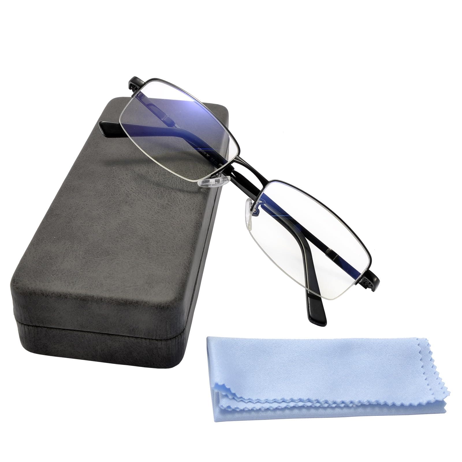 Computer Blue Light Blocking Glasses For Men And Women Computer Gaming Glasses Metal Half Frame Clear Lens