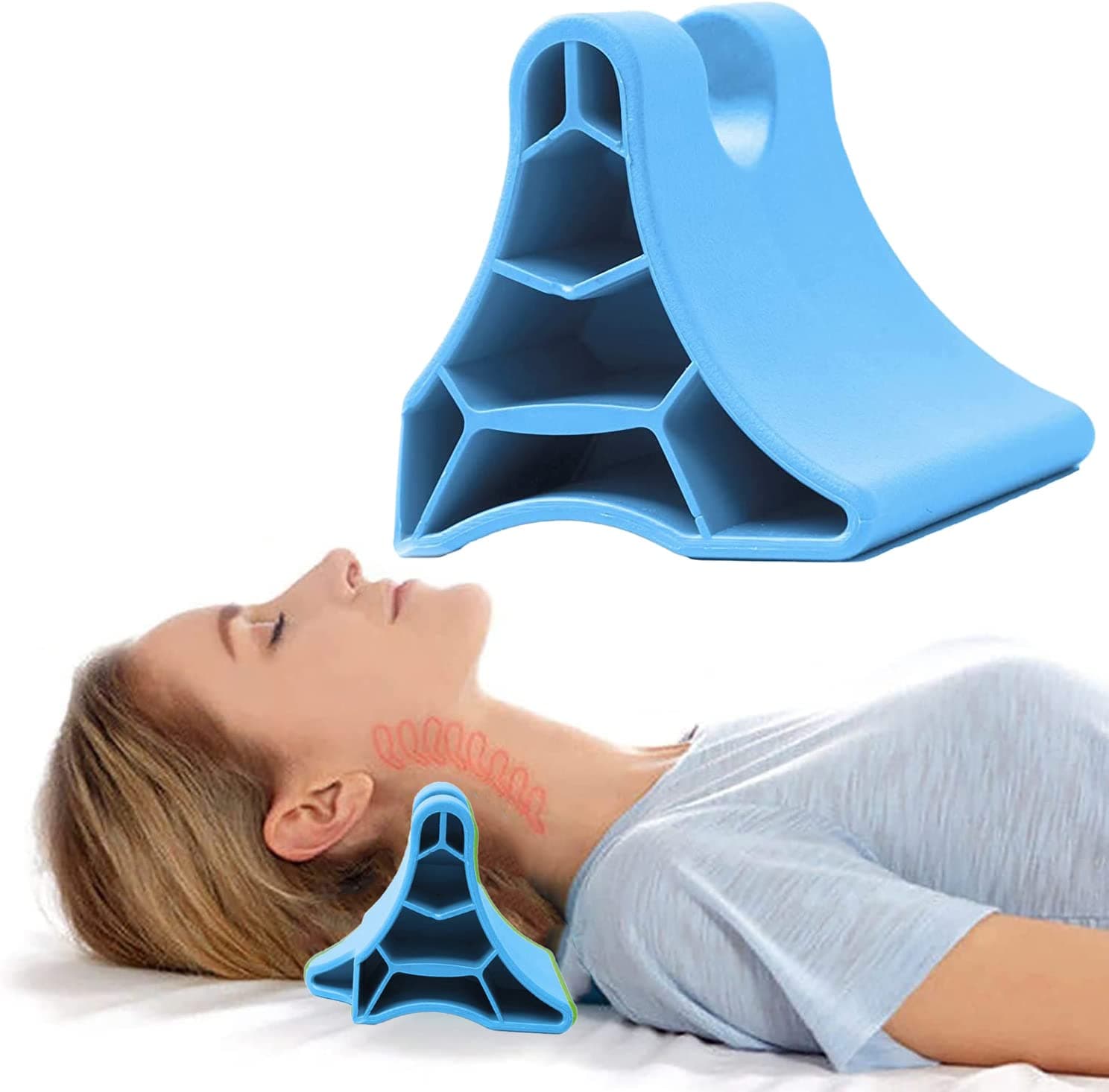 Occipital Release Tool, Portable Body Trigger Point Massager Suboccipital Release Massage Tool, Neck Shoulder Muscle Release Tool Manual Back Massager (Blue)