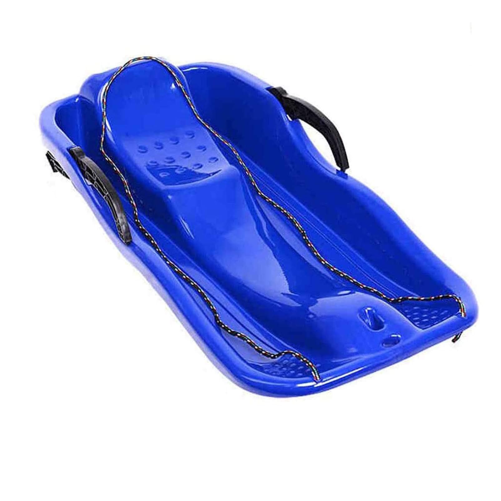 Portable Snow Sled Sand Grass Skiing with Pull Rope, Slippery Racer Downhill Toboggan Rolling Snow Slider, for Kids Boat Sledge Sprinter,Blue