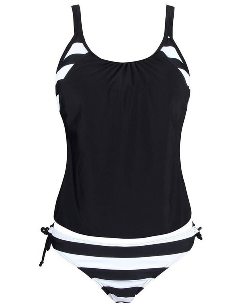 Eternatastic Women's Stripes Lined Up Double Up Tankini Swimwear Swimsuit