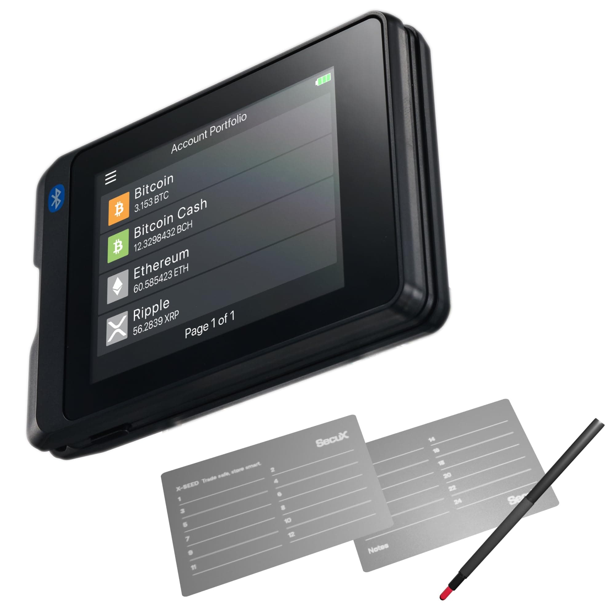 SecuX W20C Plus Crypto Wallet w/Aluminum Seed Phrase Plates, Bluetooth, Type-C Port, Touchscreen; Manage Bitcoin, Ethereum, NFTs, and Tokens securely with Military-Grade Protection.