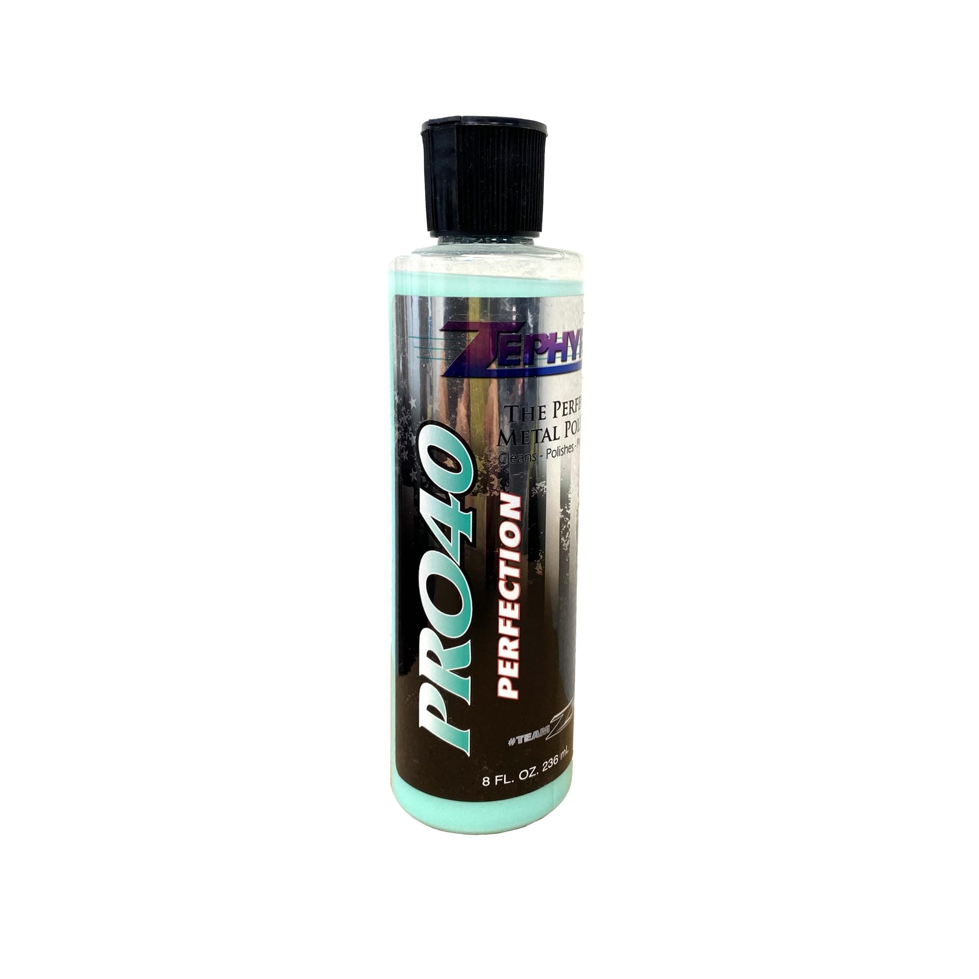 Zephyr Pro-40 The Perfect Metal Polish. For Chrome, Stainless Steel, Aluminum, Brass, Copper, Silver and Magnesium. 8 FL.OZ Made in U.S.A.