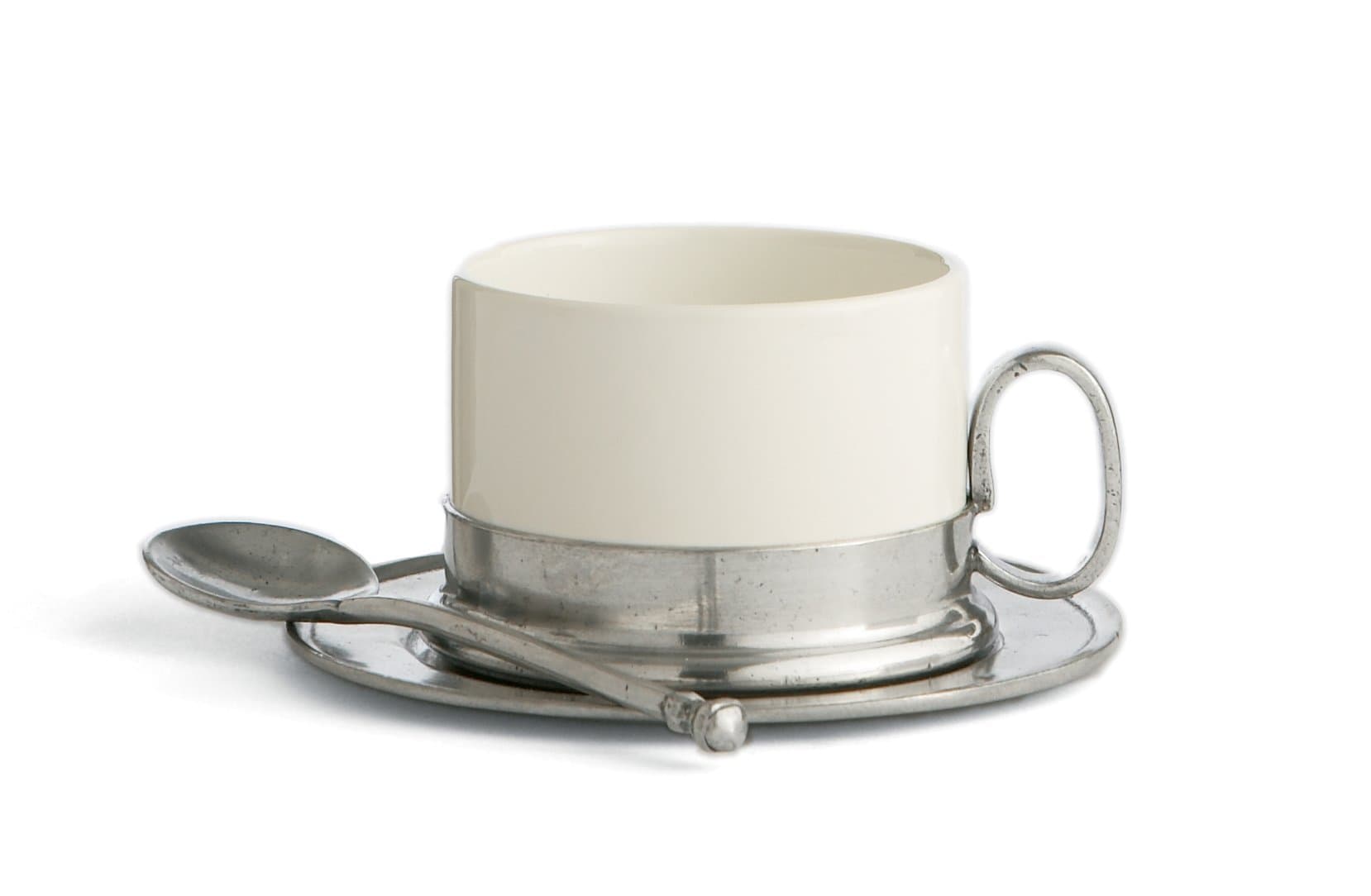 Arte Italica Tuscan Cappuccino Cup & Saucer with Spoon, White