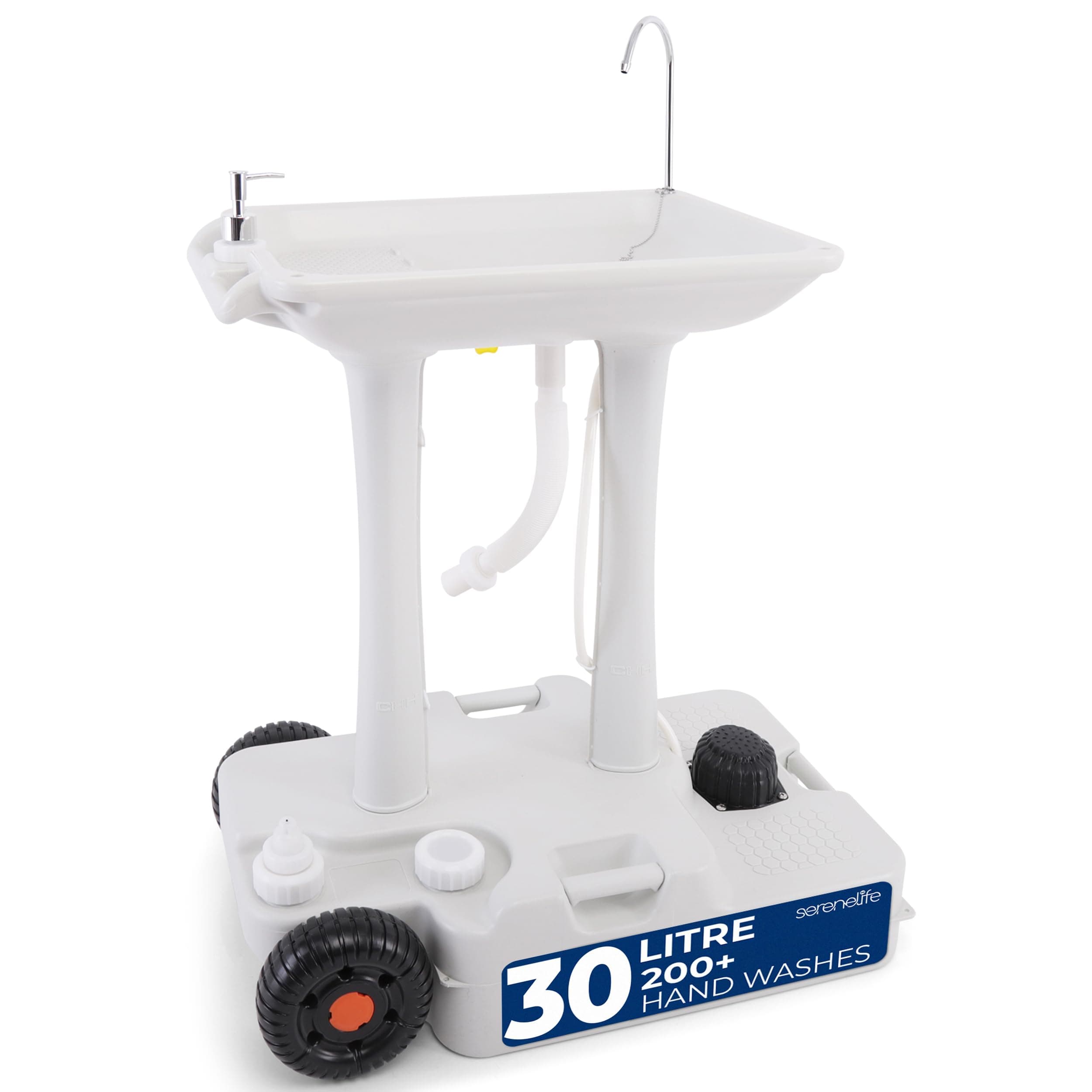 SereneLife Portable Camping Sink with 30L Water Tank, Outdoor Handwashing Station with Foot Pump, Soap & Towel Dispenser, Mobile Hygiene Wash Basin for RV, Travel, Garden & Construction