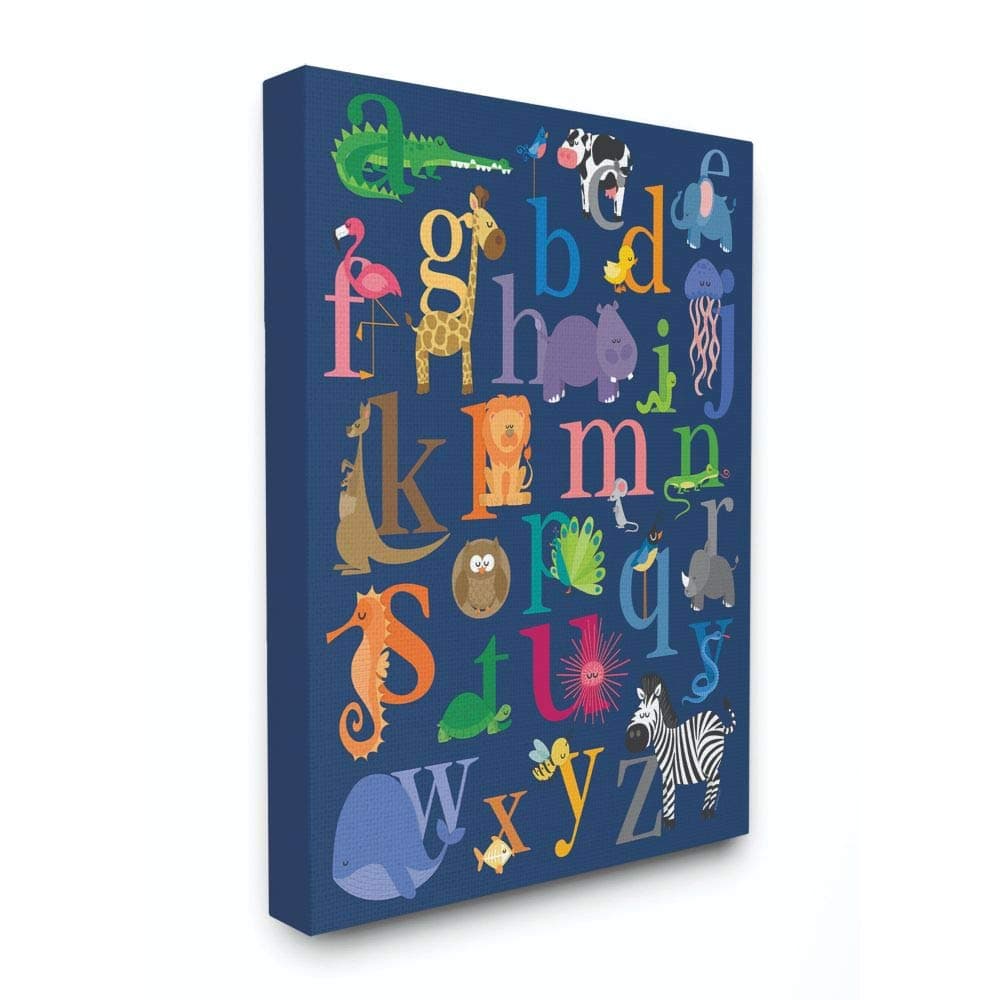 Stupell Industries Navy Alphabet Animal Icons Canvas Wall Art, 16x20, Design By Artist lezleelliott