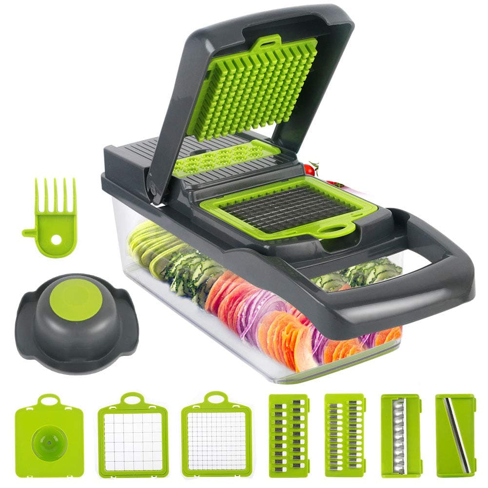 Vegetable Chopper Slicer, Food Chopper Lopetve Onion Dicer Veggie Slicer Cutter With Multi-Functional Interchangeable Blades Cheese Grater For Garlic Carrot Potato Tomato Fruit Salad