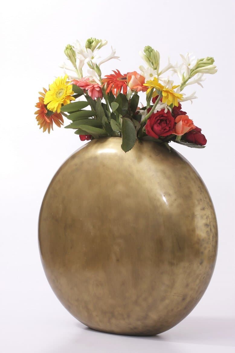 Iron Flower Vase With Brass Finish 40.64cm x 17.78cm x 40.64cm Gold