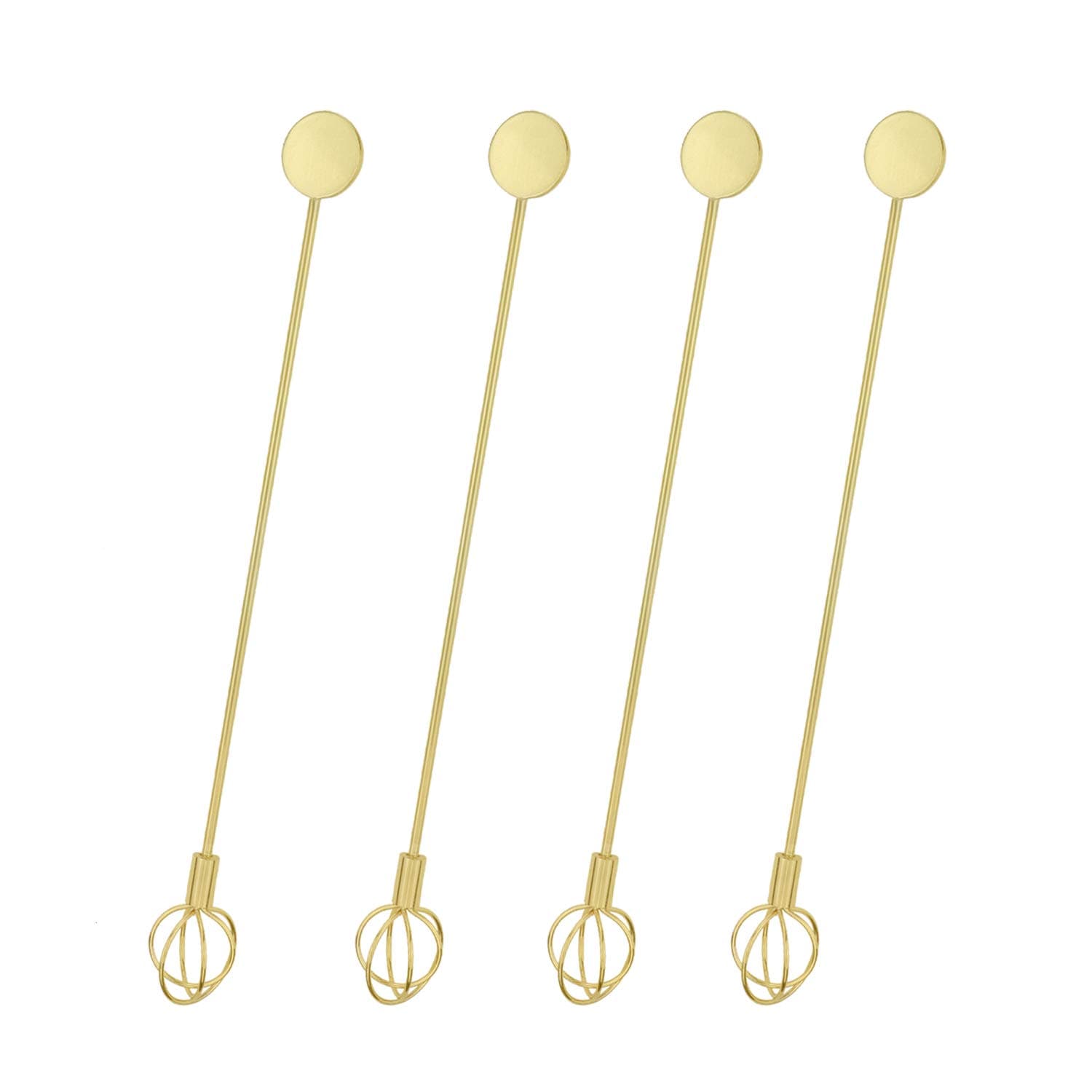 Stir Sticks,BURLIHOME Reusable Coffee Mixing Spoons Stainless Steel Spherical Swizzle Sticks For Beverages/Hot Drink/Tea,Kitchen Party Picnic Supply,Gold