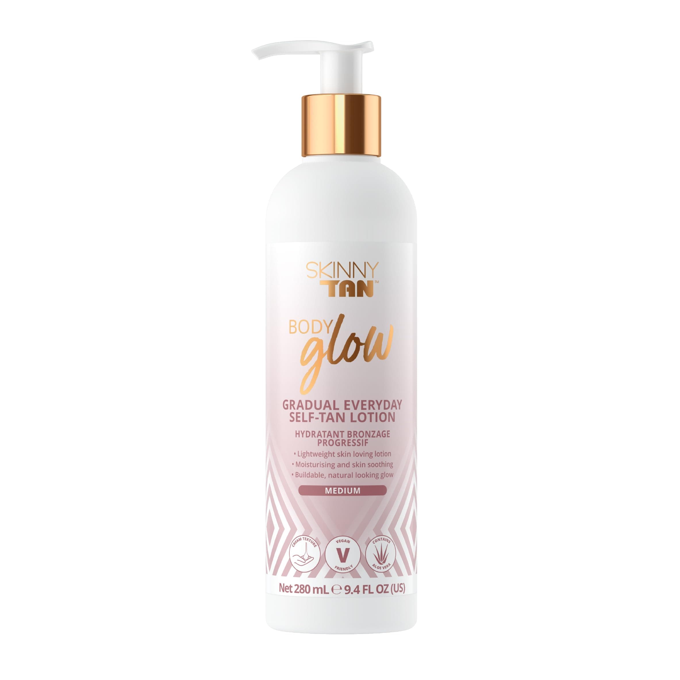 Gradual Tanning Lotion Medium Body Glow | Everyday Moisturizer with Glowing Tan | Sunless Tanner with Hydrating Aloe Vera | Cruelty Free, Vegan, 9.5 Fl. Oz.