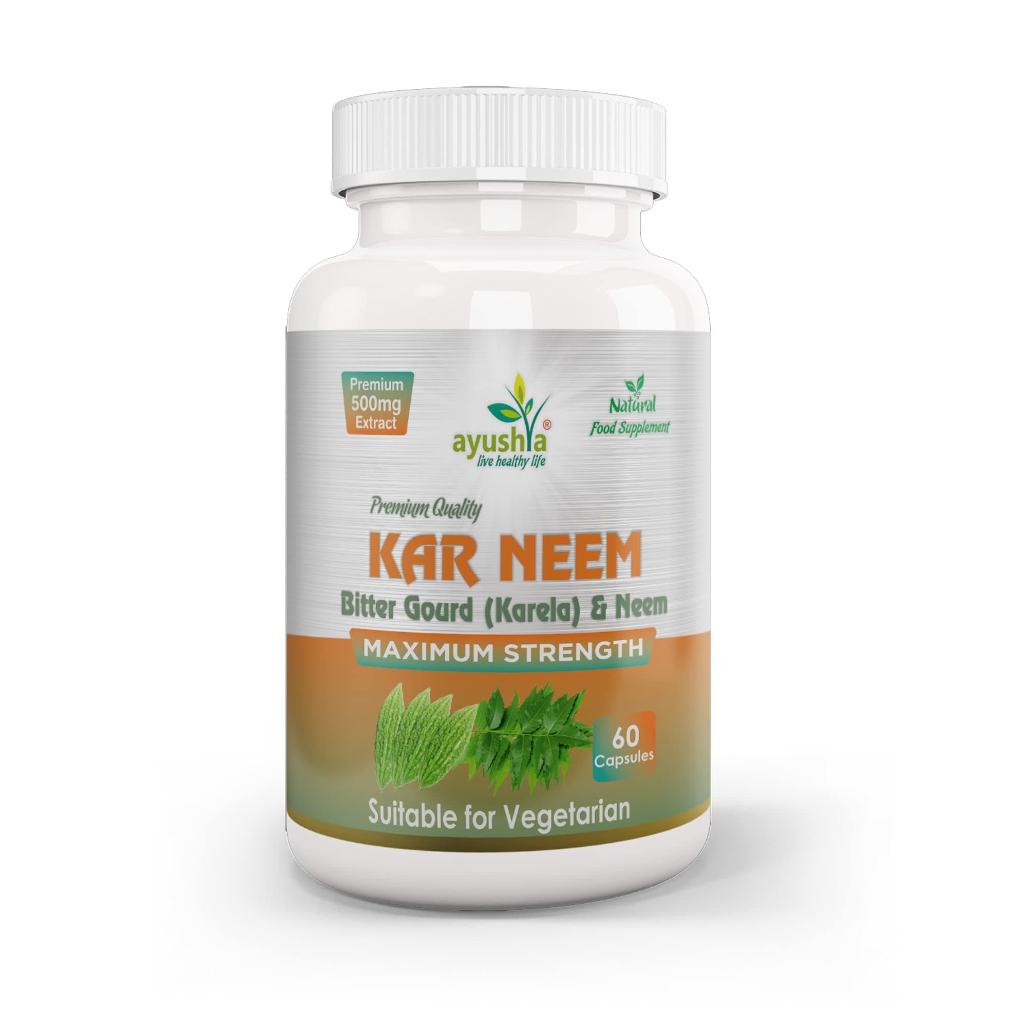 Ayushya Karneem (Karela Neem) Capsule, 60 Capsules, Natural, (Pack of 1)